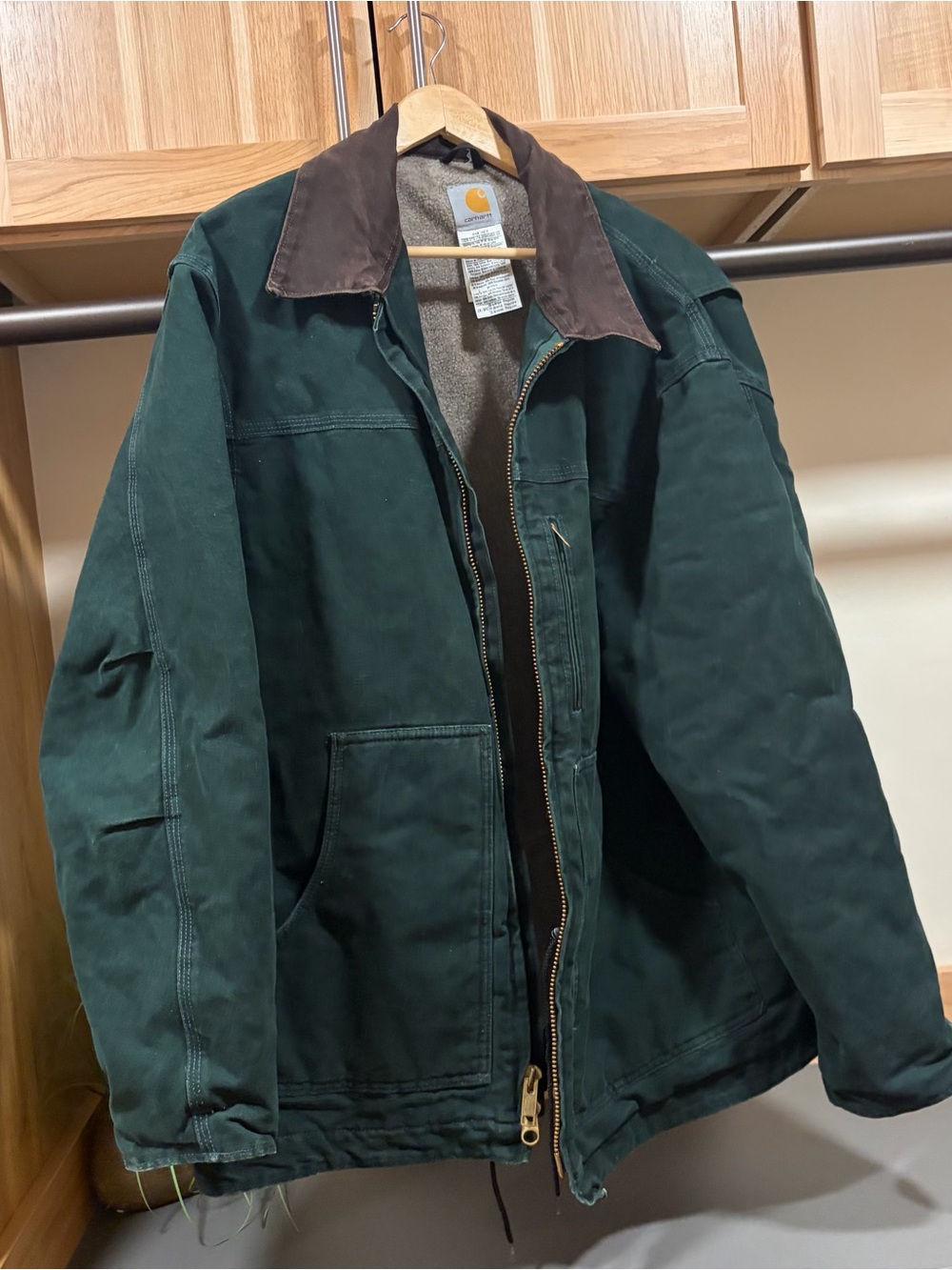 Vintage Carhartt Fleece Lined Jacket, Dark Green, Sz XL